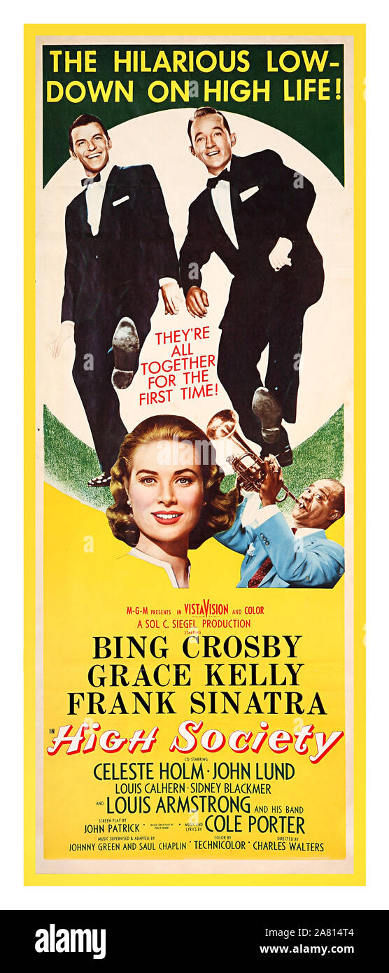 Haute Société USA vintage movie poster pour l'emblématique encore de 'La société' (1956) avec Bing Crosby, Grace Kelly et Frank Sinatra. Banque D'Images