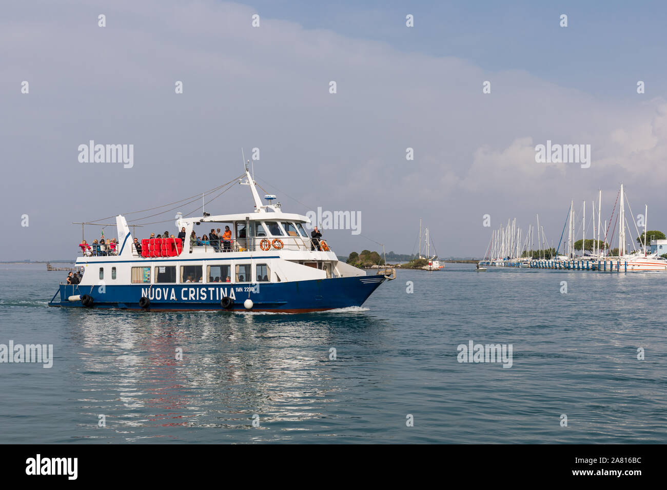 Nuova Cristina motorboat, Grado Lagoon, Friuli Venezia Giulia, Italie Banque D'Images