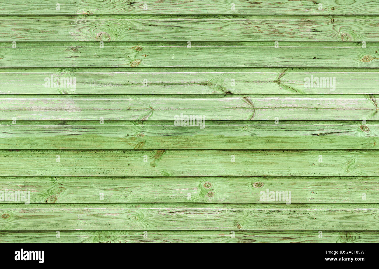 Mur en bois vert grungy, vue frontale, une texture de fond photo Banque D'Images