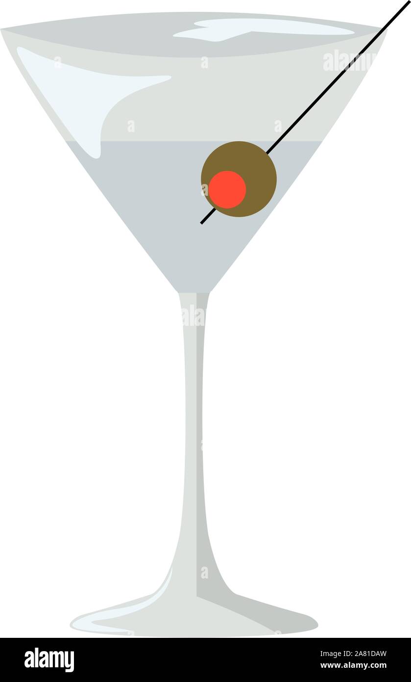 Martini avec olive, vecteur, illustration sur fond blanc. Illustration de Vecteur