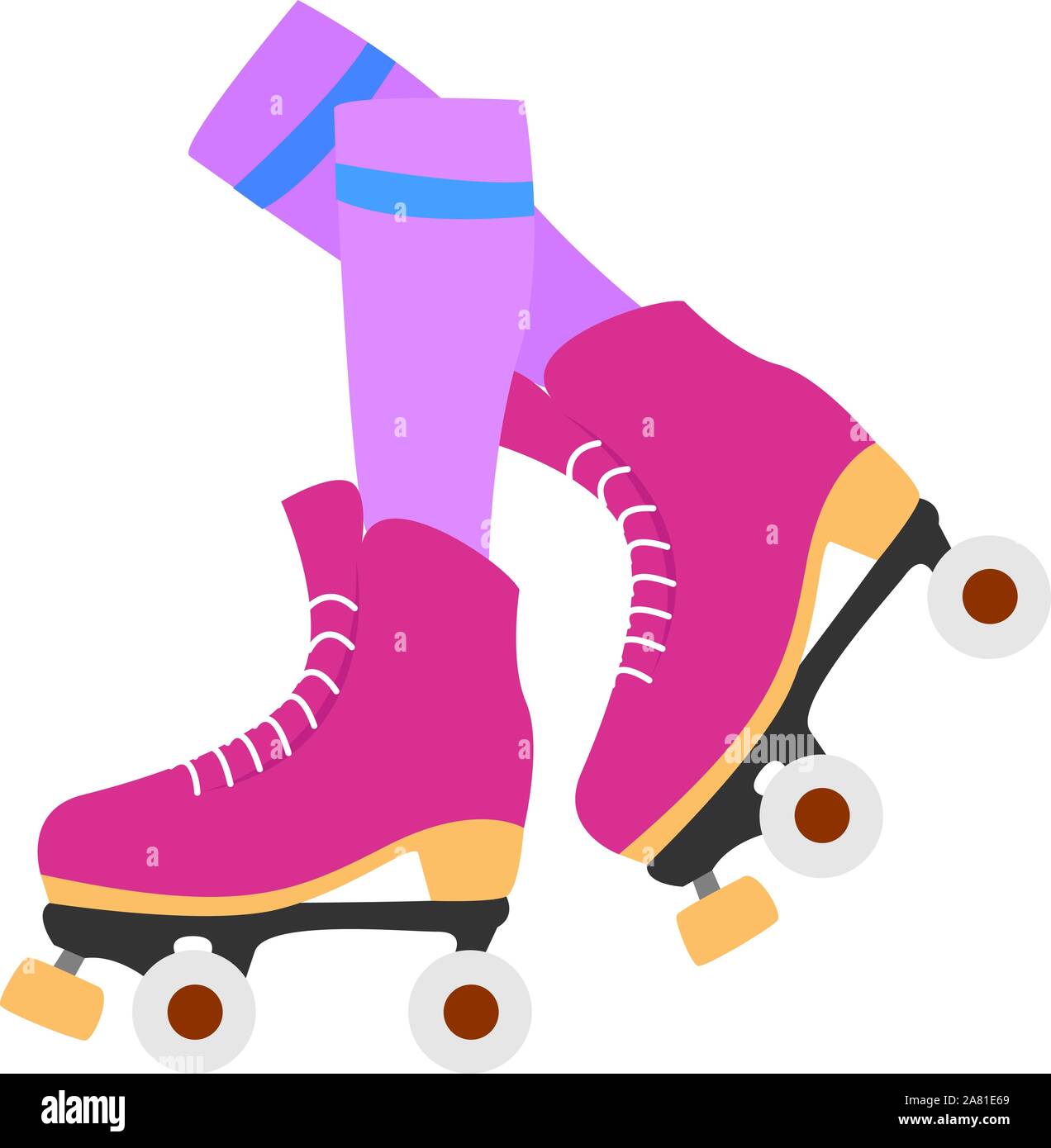 Patins à rose, illustration, vecteur sur fond blanc. Illustration de Vecteur