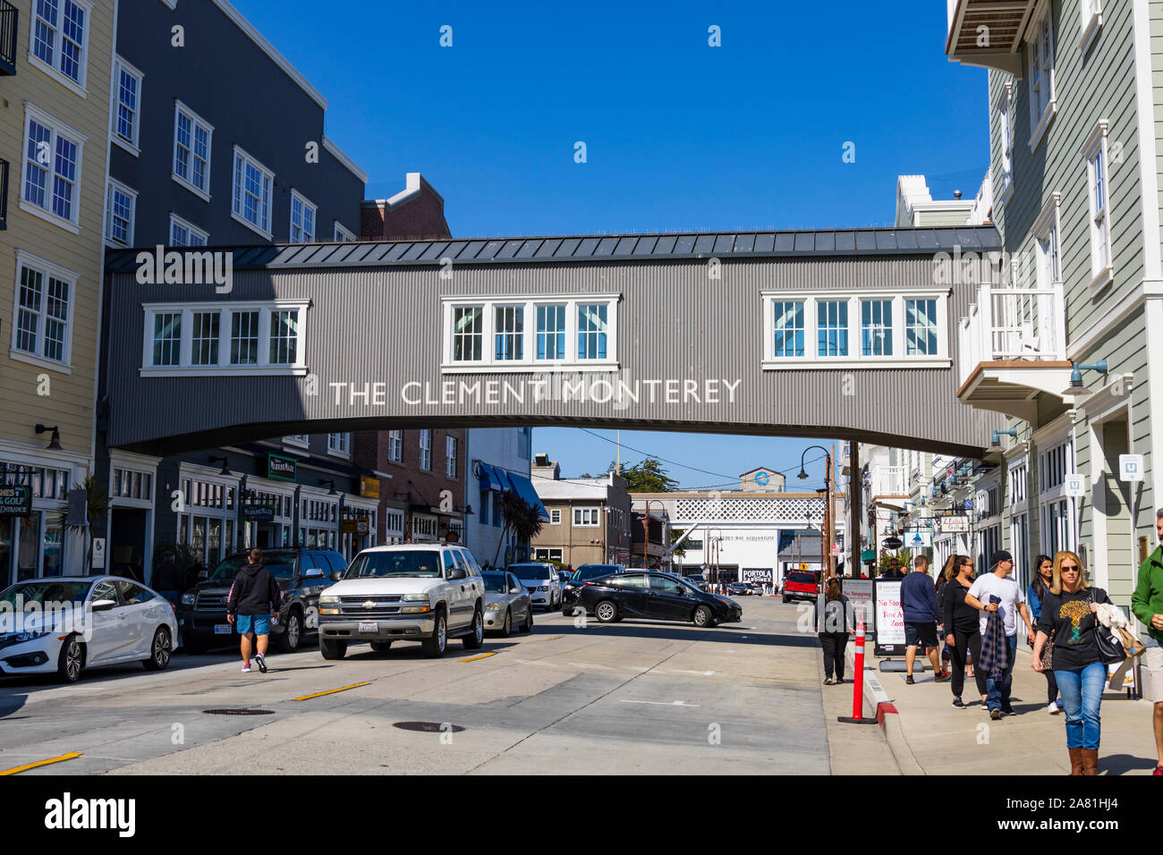 Le Clement Monterey pont pied, Californie, États-Unis d'Amérique. Banque D'Images