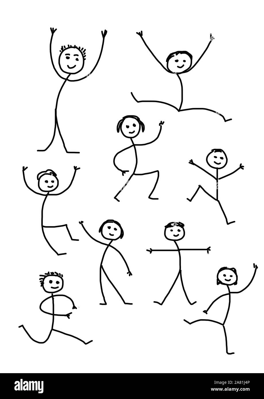 Stick figure en mouvement, illustration naïve, Allemagne Banque D'Images