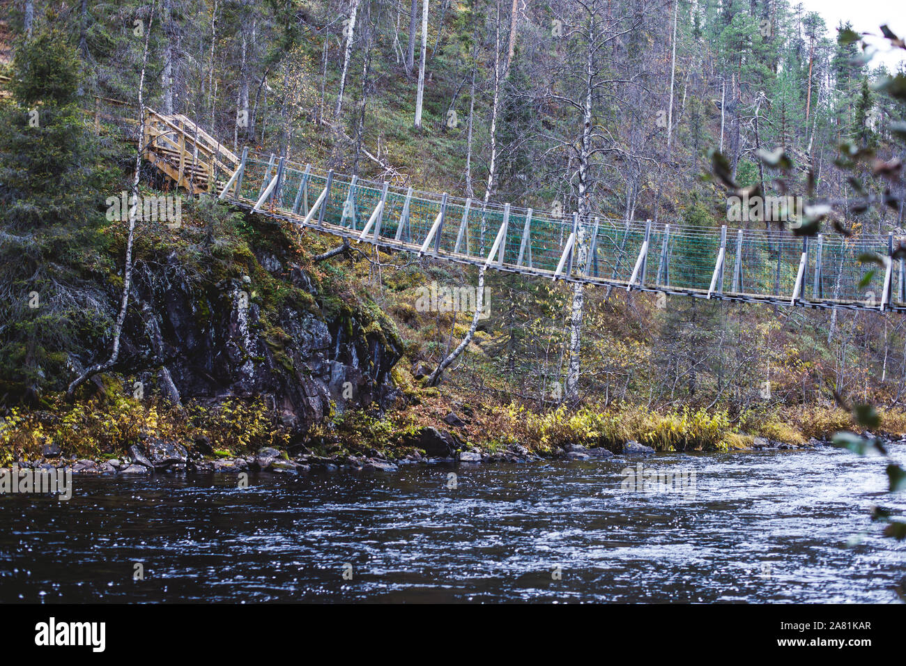 Compte tenu de l'automne paysage du Parc National d'Oulanka, au cours de la randonnée, un parc national de Finlande dans l'Ostrobotnie du Nord et en Laponie Finlande Banque D'Images