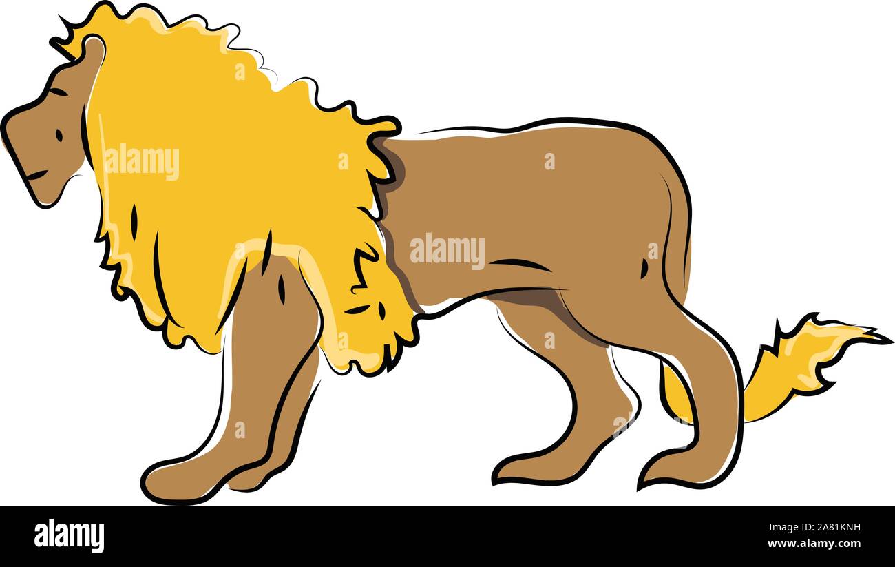 Grand lion, illustration, vecteur sur fond blanc. Illustration de Vecteur