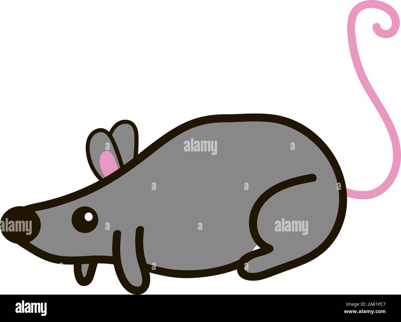 Gris souris, vecteur, illustration sur fond blanc. Illustration de Vecteur