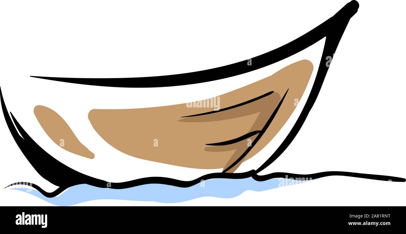 Bateau en bois, vecteur, illustration sur fond blanc. Illustration de Vecteur