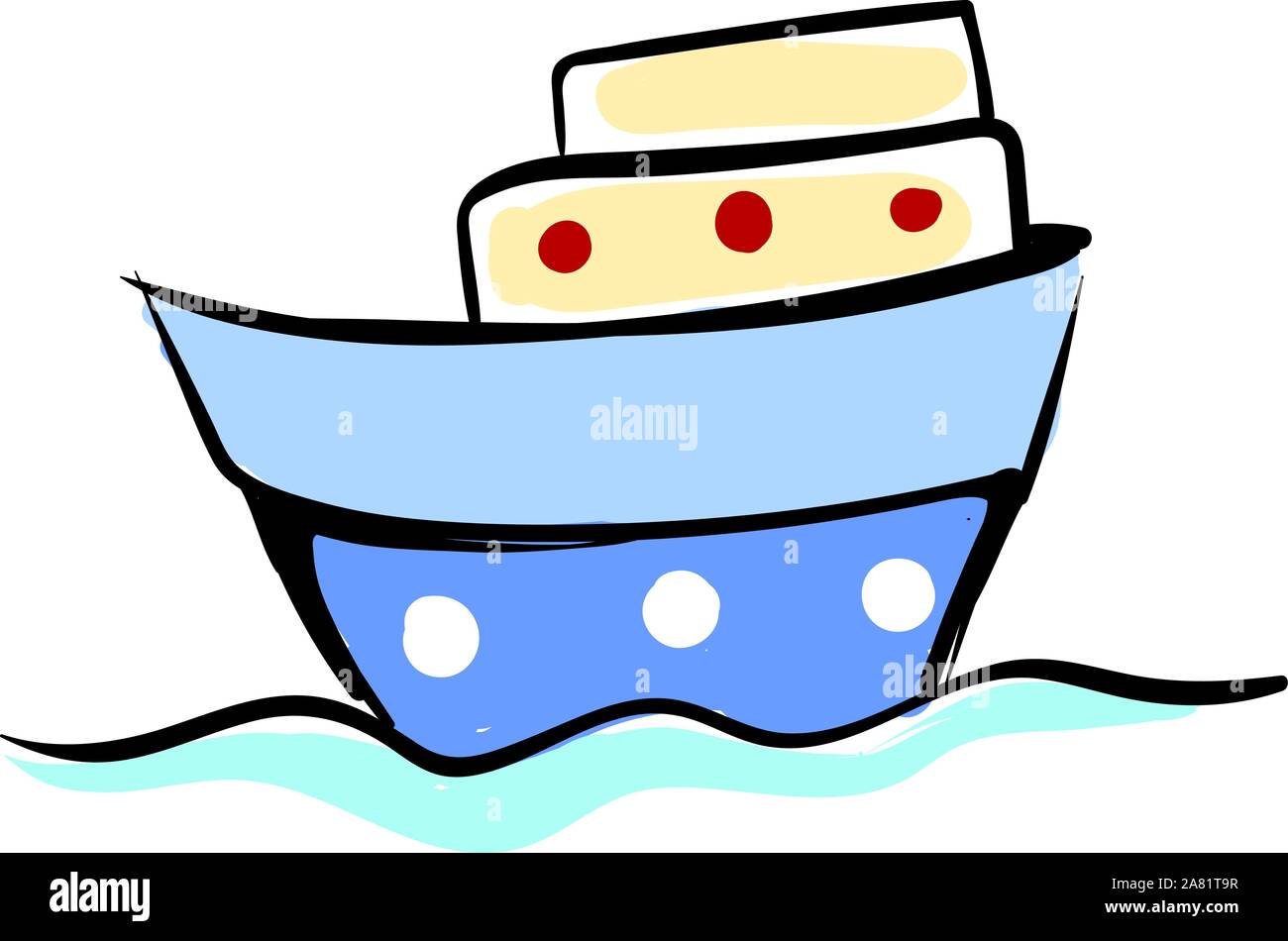 Bateau sur l'eau, vecteur illustration, sur fond blanc. Illustration de Vecteur