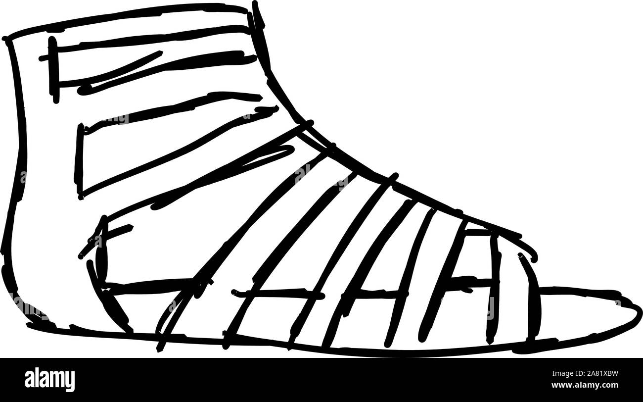 Gladiator shoes croquis, illustration, vecteur sur fond blanc. Illustration de Vecteur