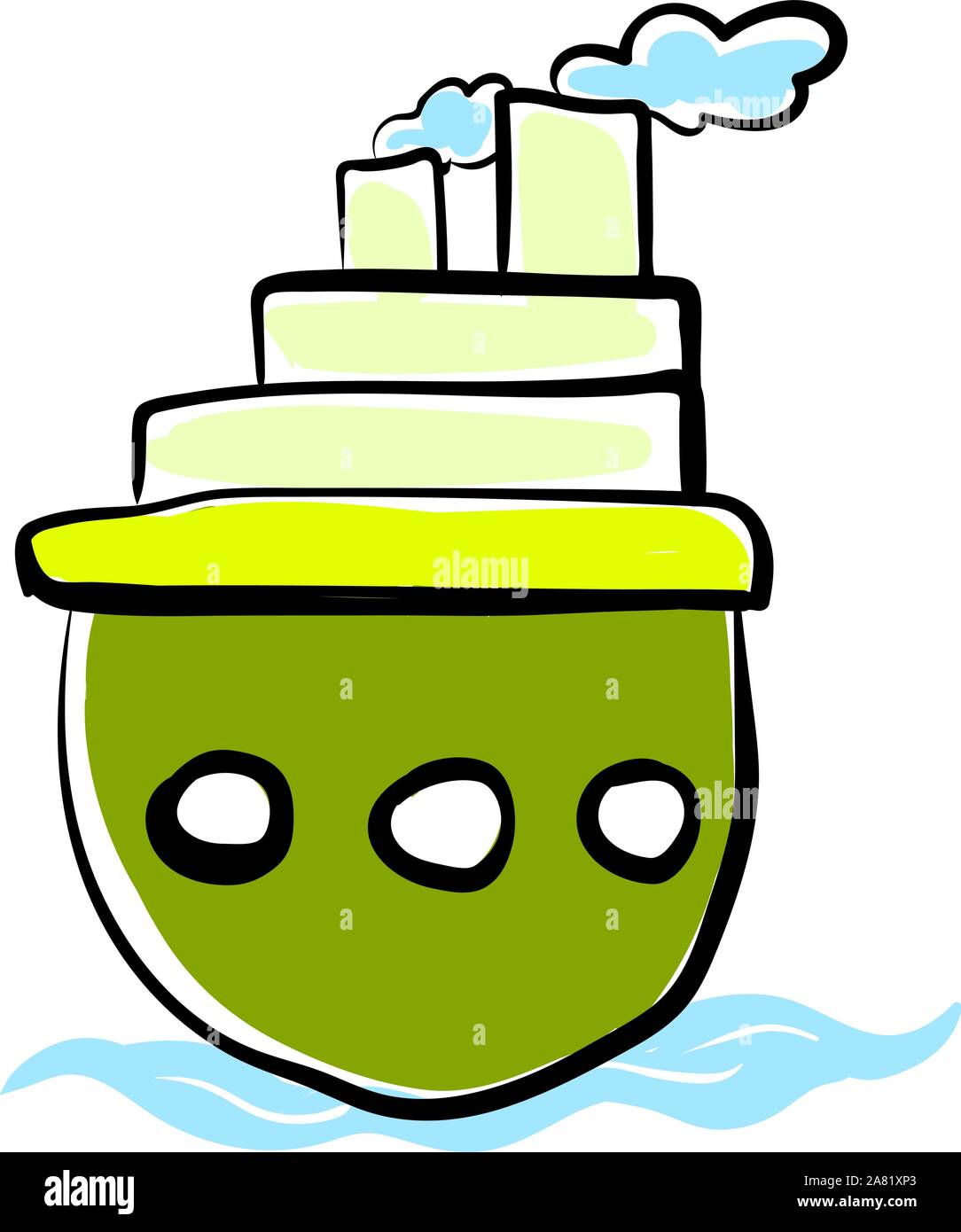 Bateau vert, illustration, vecteur sur fond blanc. Illustration de Vecteur