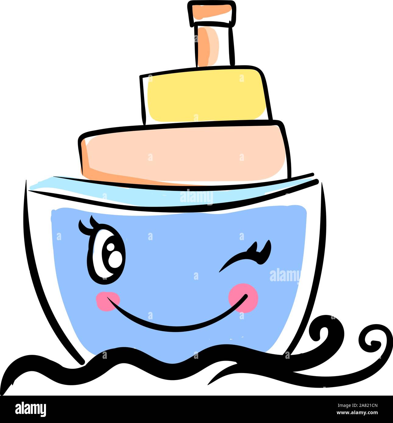 Avec un clin d'illustration vectorielle, bateau, sur fond blanc. Illustration de Vecteur