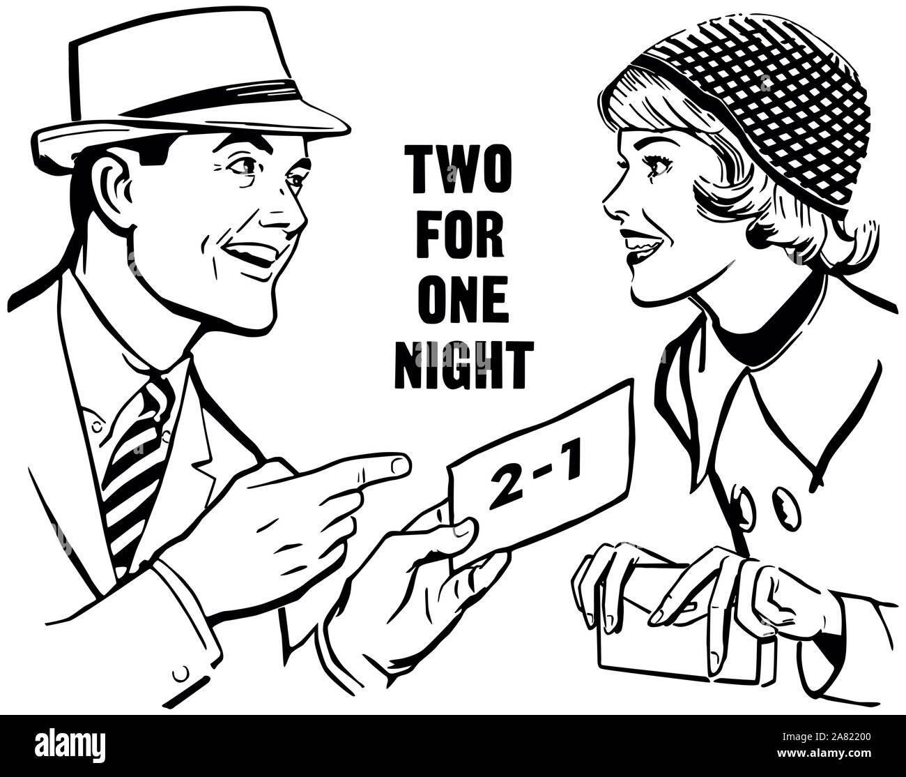 Deux pour une nuit - Couple avec Coupon de Banque D'Images
