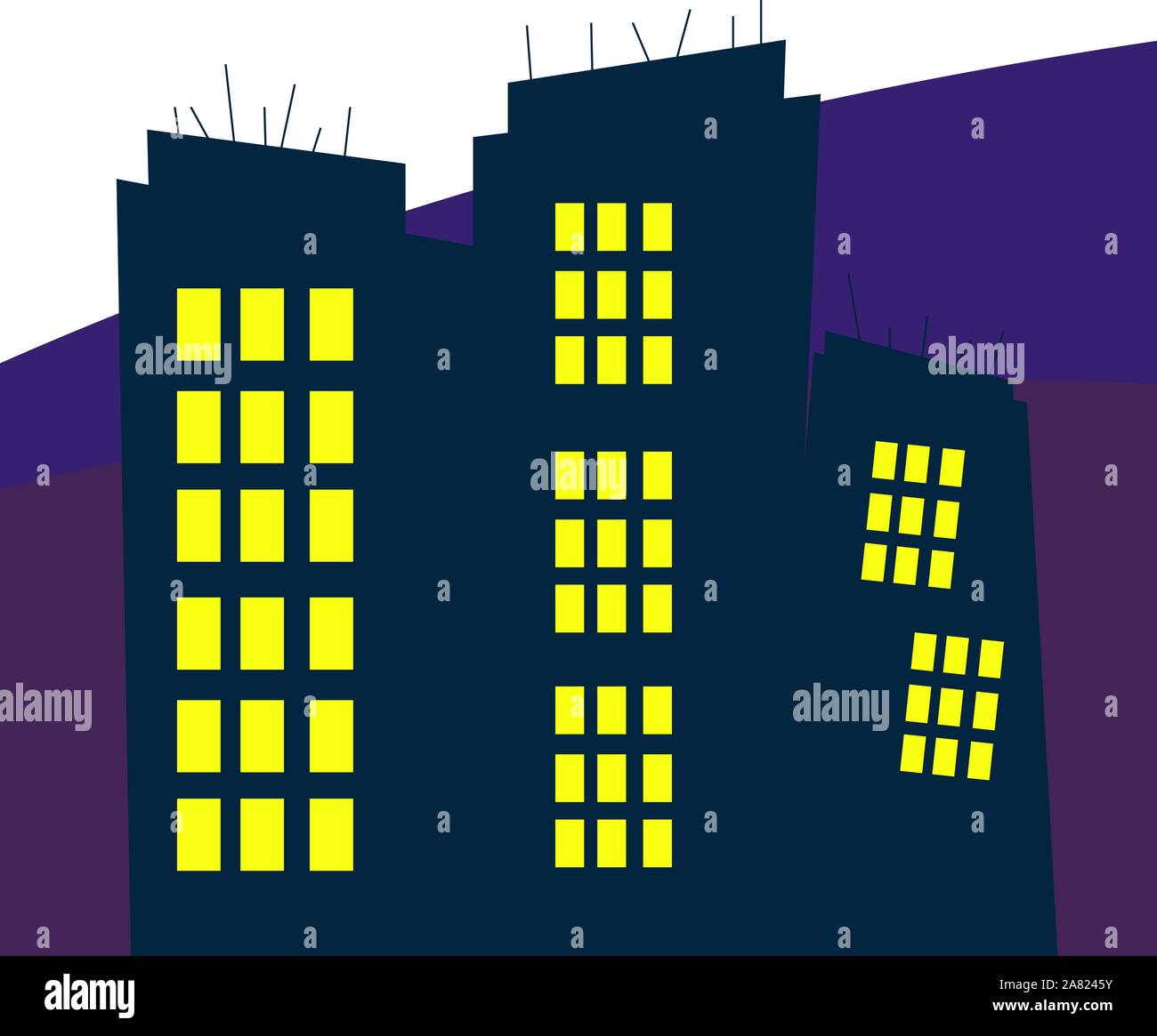 Ville la nuit, illustration, vecteur sur fond blanc. Illustration de Vecteur