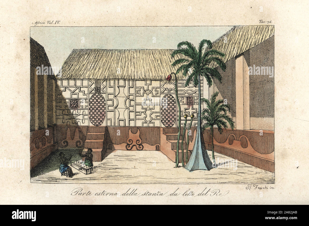 l-exterieur-de-la-chambre-du-roi-a-kumasi-royaume-des-ashanti-ghana-au-debut-du-xixe-siecle-la-gravure-sur-cuivre-coloriee-par-antonio-sasso-de-giulio-ferrarios-costumes-anciens-et-modernes-de-tous-les-peuples-du-monde-florence-italie-1843-2a82jab.jpg