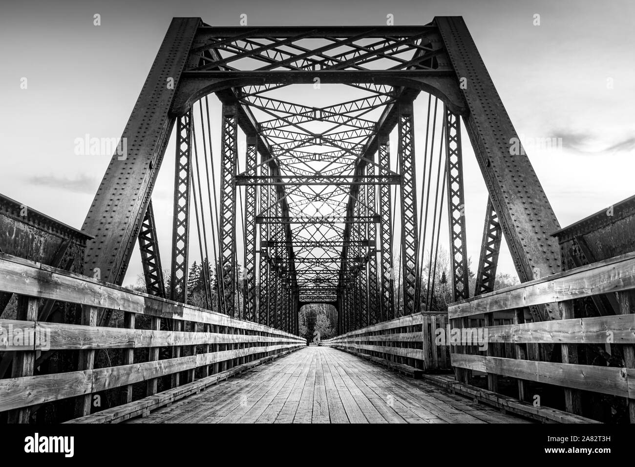 Ancien pont ferroviaire du Canadien Pacifique converti en pont pour piétons, Grand Falls, au Nouveau-Brunswick. Banque D'Images