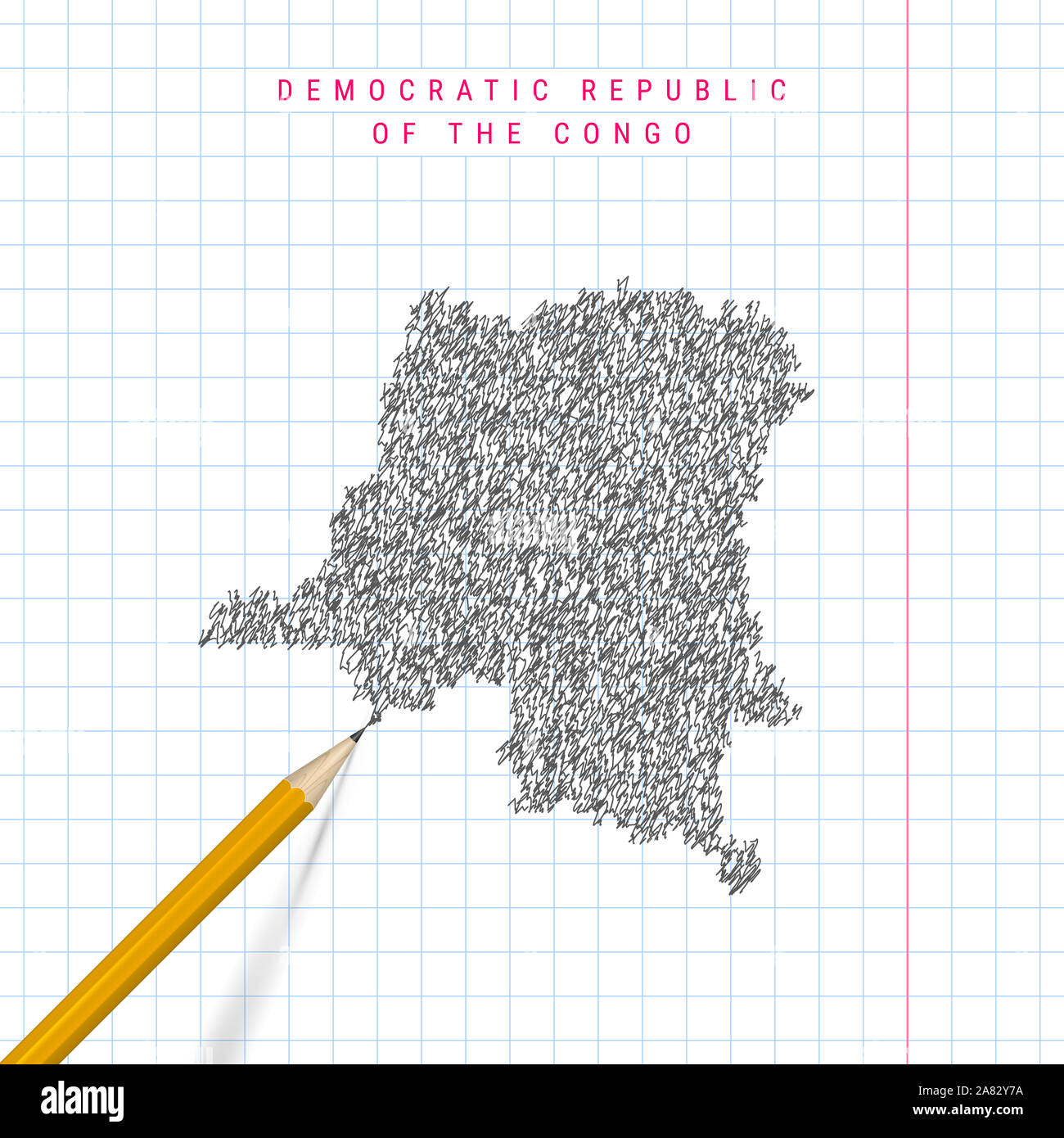 République démocratique du Congo carte gribouillis croquis dessiné sur ...