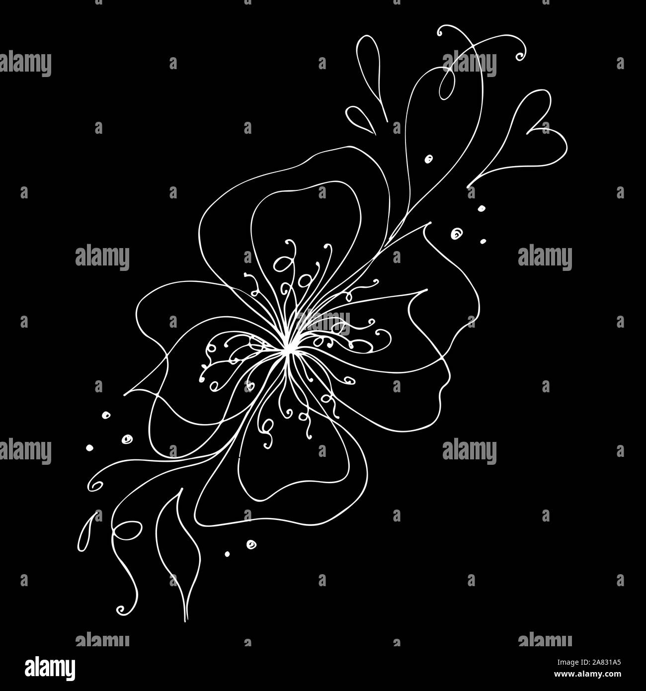 Dessinés à la main, gravée abstract orchid. Fleurs rétro contour main orchidée, grande conception pour tout usage. Contours vecteur. Arrière-plan de la nature. Scieries de pla Illustration de Vecteur