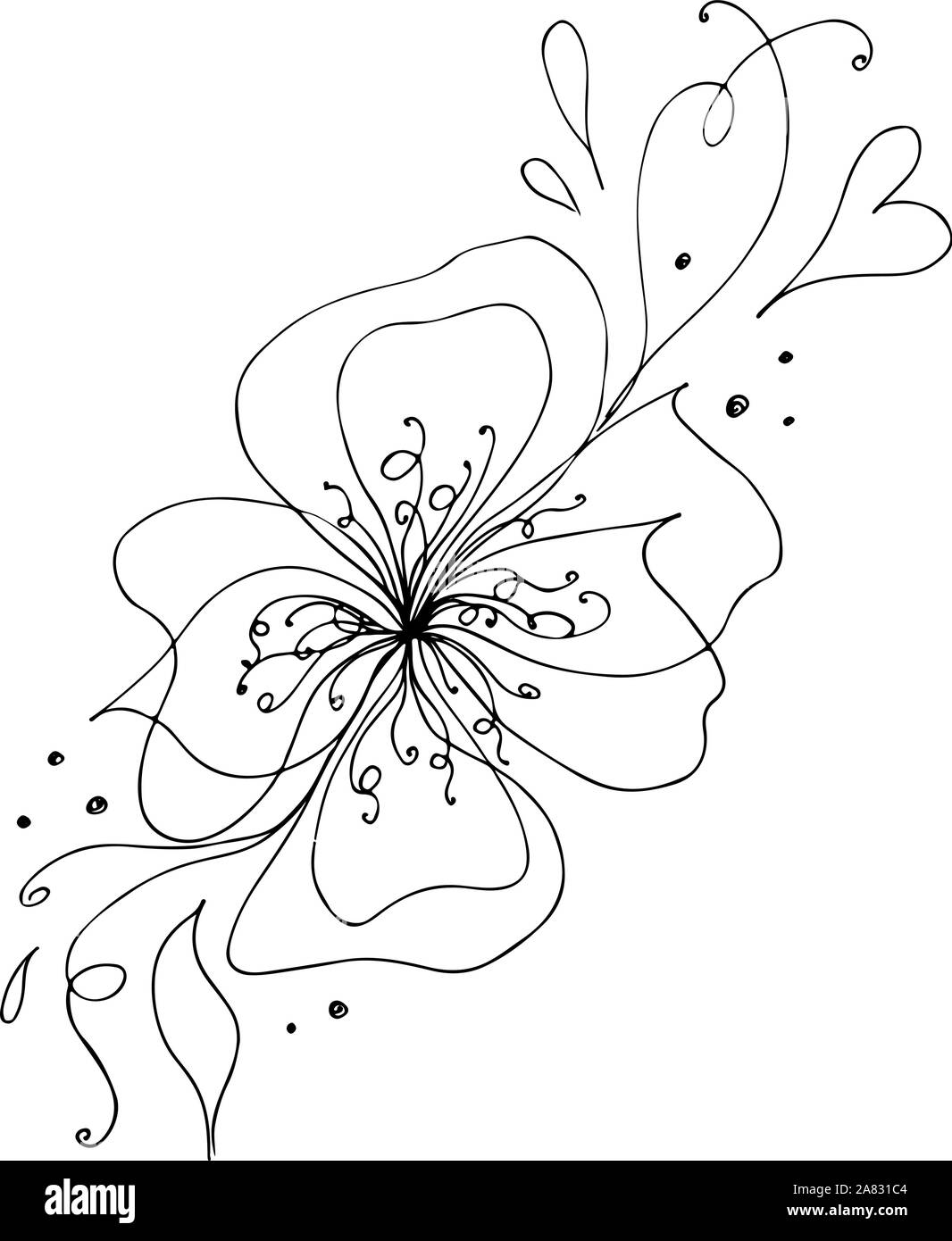 Dessinés à la main, gravée abstract orchid. Fleurs rétro contour main orchidée, grande conception pour tout usage. Contours vecteur. Arrière-plan de la nature. Scieries de pla Illustration de Vecteur