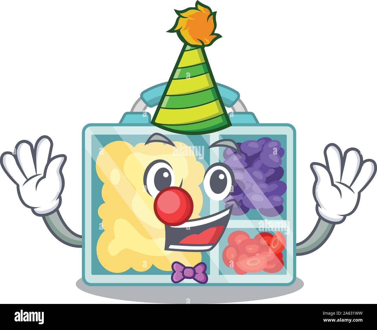 Heureux le déjeuner fort au-dessus de la table de caractères clown Illustration de Vecteur