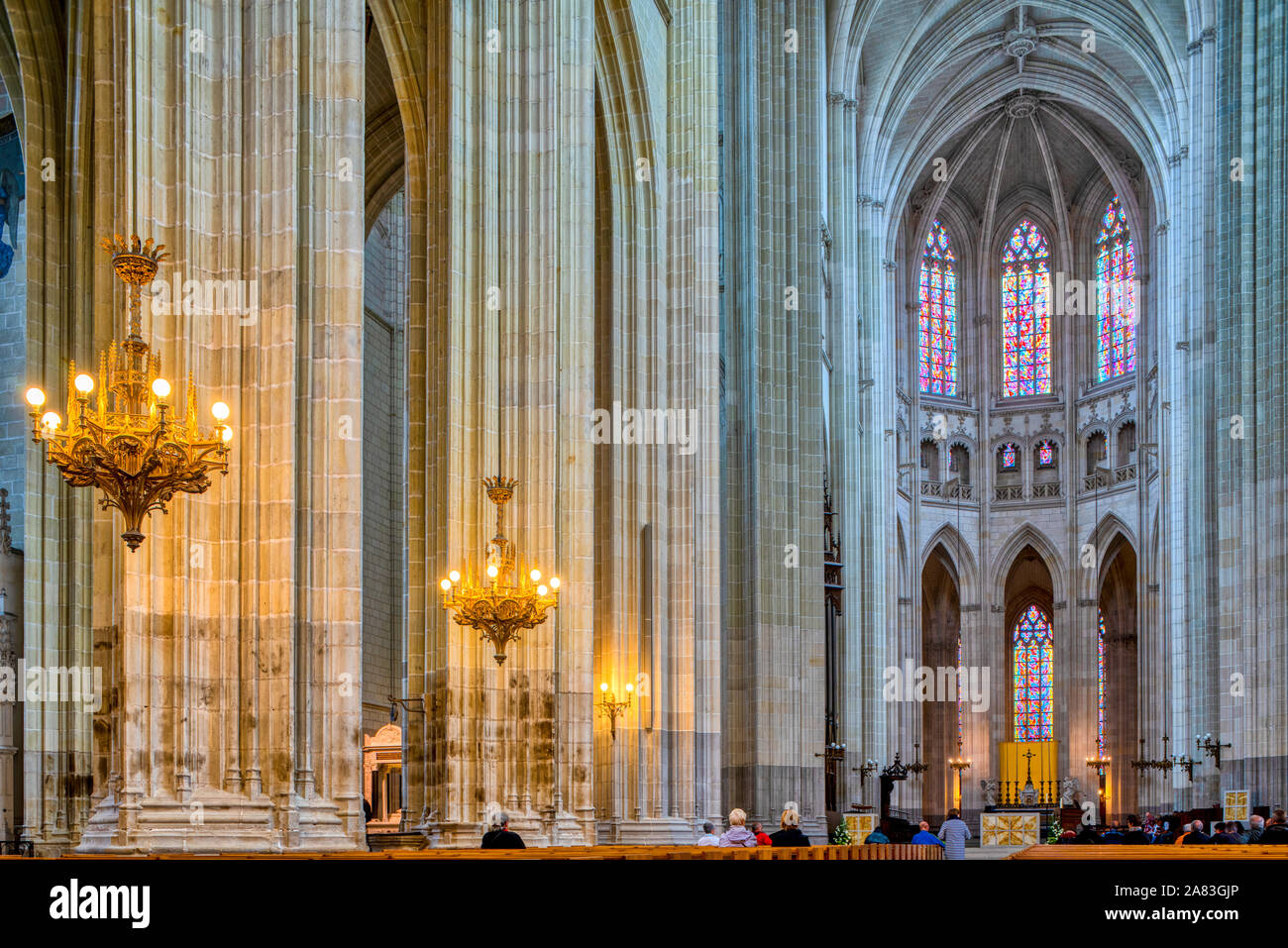 Intérieur de la cathédrale de Saint Pierre et Saint Paul, Nantes, Pays de la Loire, France. Banque D'Images