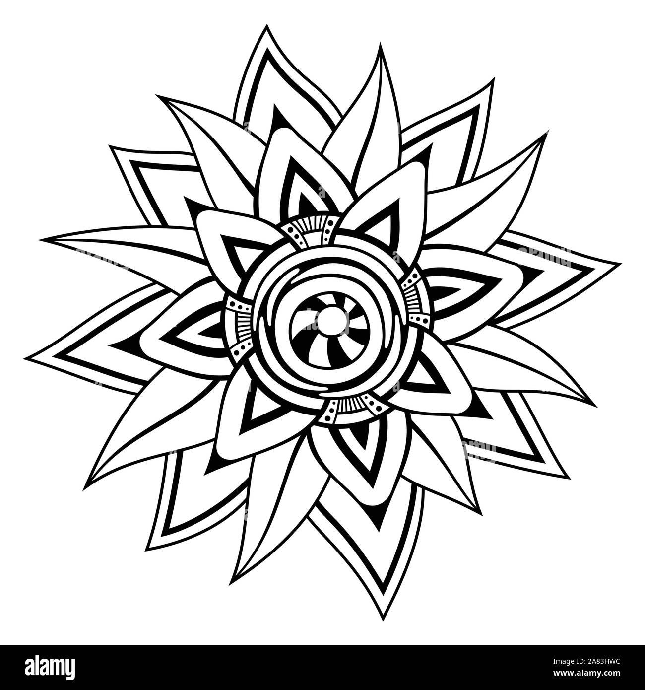 Abstract flower, isolé sur fond blanc. Concept créatif. Modèle plat. L'élément de conception pour l'autocollant, carte, tatouage, flyer, imprimer ou de l'affiche.Vector Illustration de Vecteur