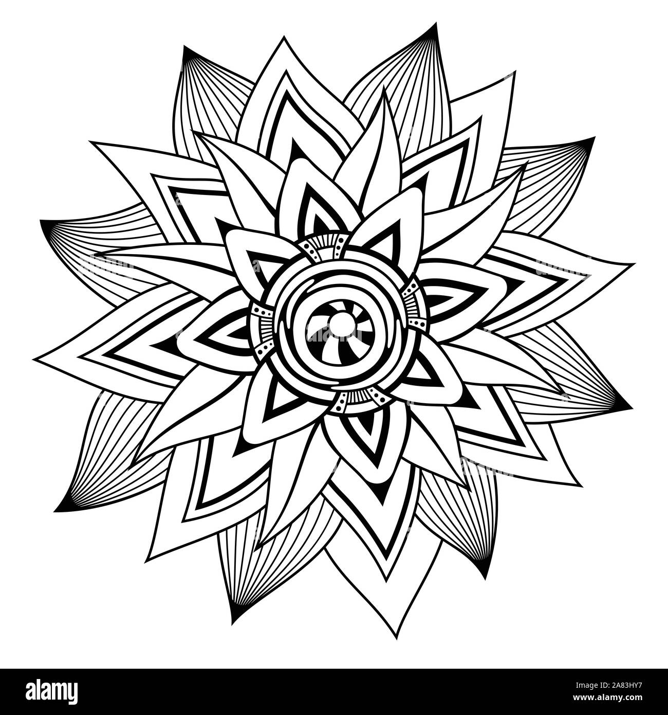 Abstract flower, isolé sur fond blanc. Concept créatif. Modèle plat. L'élément de conception pour l'autocollant, carte, tatouage, flyer, imprimer ou de l'affiche.Vector Illustration de Vecteur