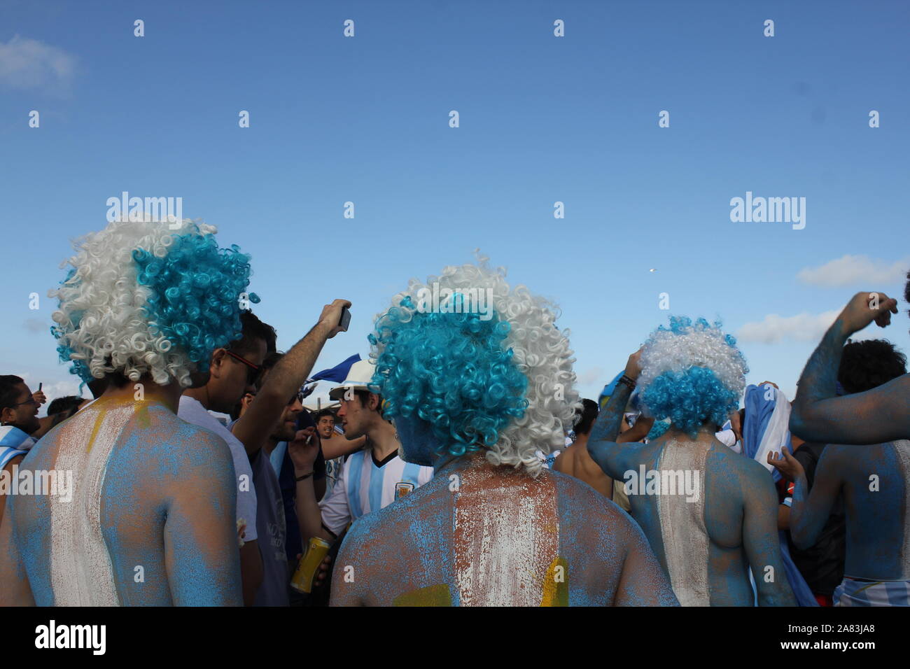 Argentine de football/soccer fans lors de la Coupe du Monde 2014 au Brésil Banque D'Images