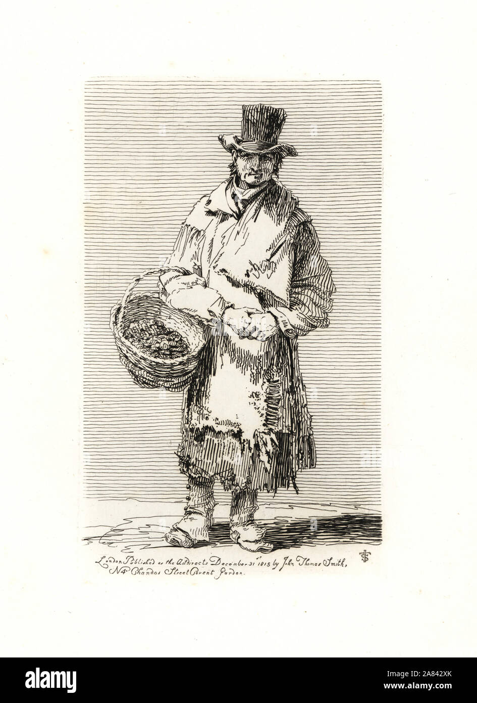 William vendredi, plus simple, un fournisseur d'herbes. Gravure sur cuivre dessiné et gravé par John Thomas Smith, de son Vagabondiana, les anecdotes des Ordres mendiants errants dans les rues de Londres, 1817. Banque D'Images