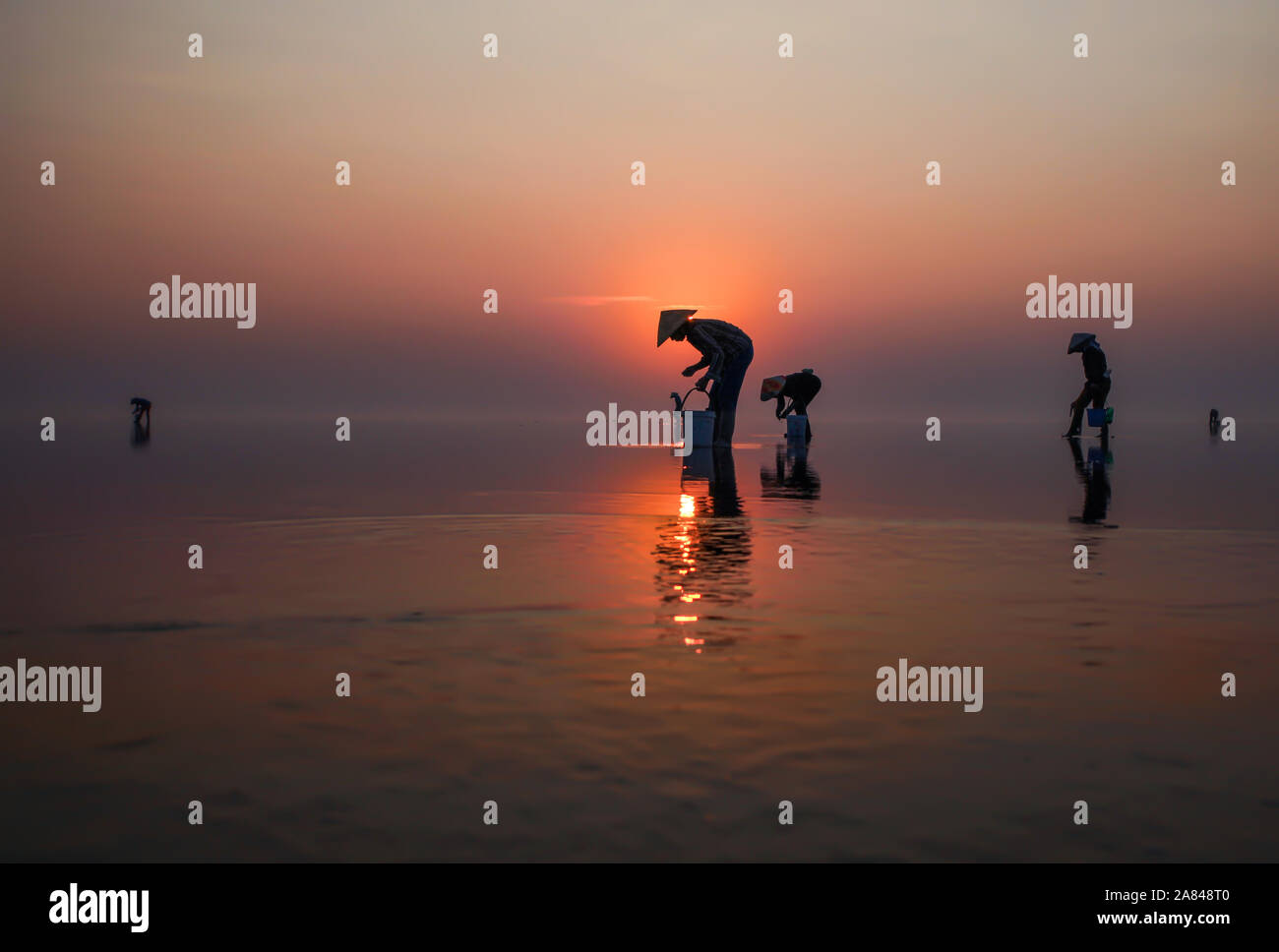 Daybreak de pêcheur Vietnamien Banque D'Images