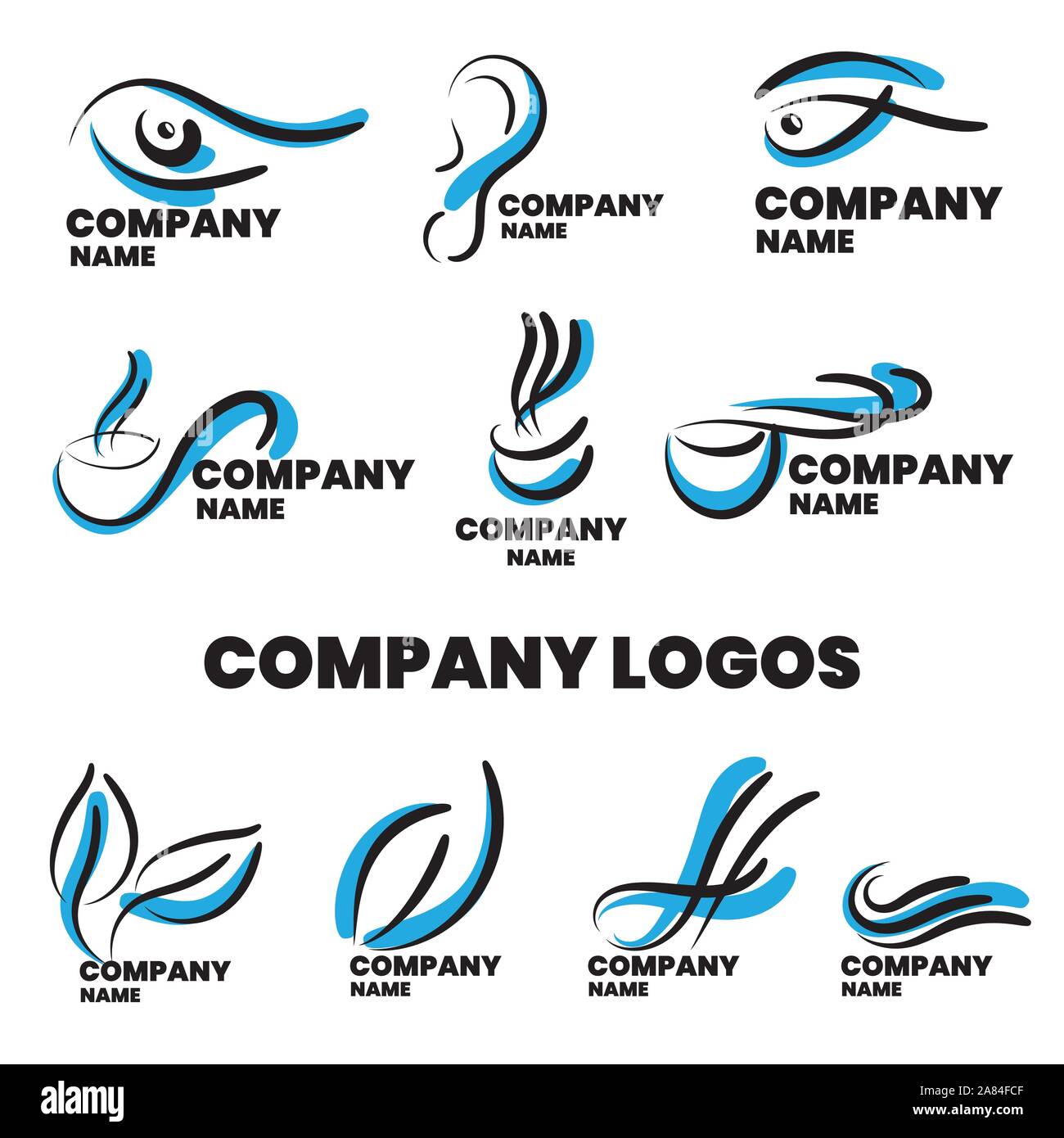 Logos d'entreprise de la société de marque - Modèle - logo logo entreprise set - 100 % modifiable Illustration de Vecteur