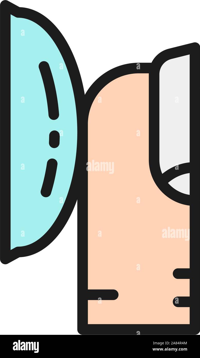 Fabricants de lentilles de contact des yeux insère l'icône de la ligne de couleur à plat. Illustration de Vecteur