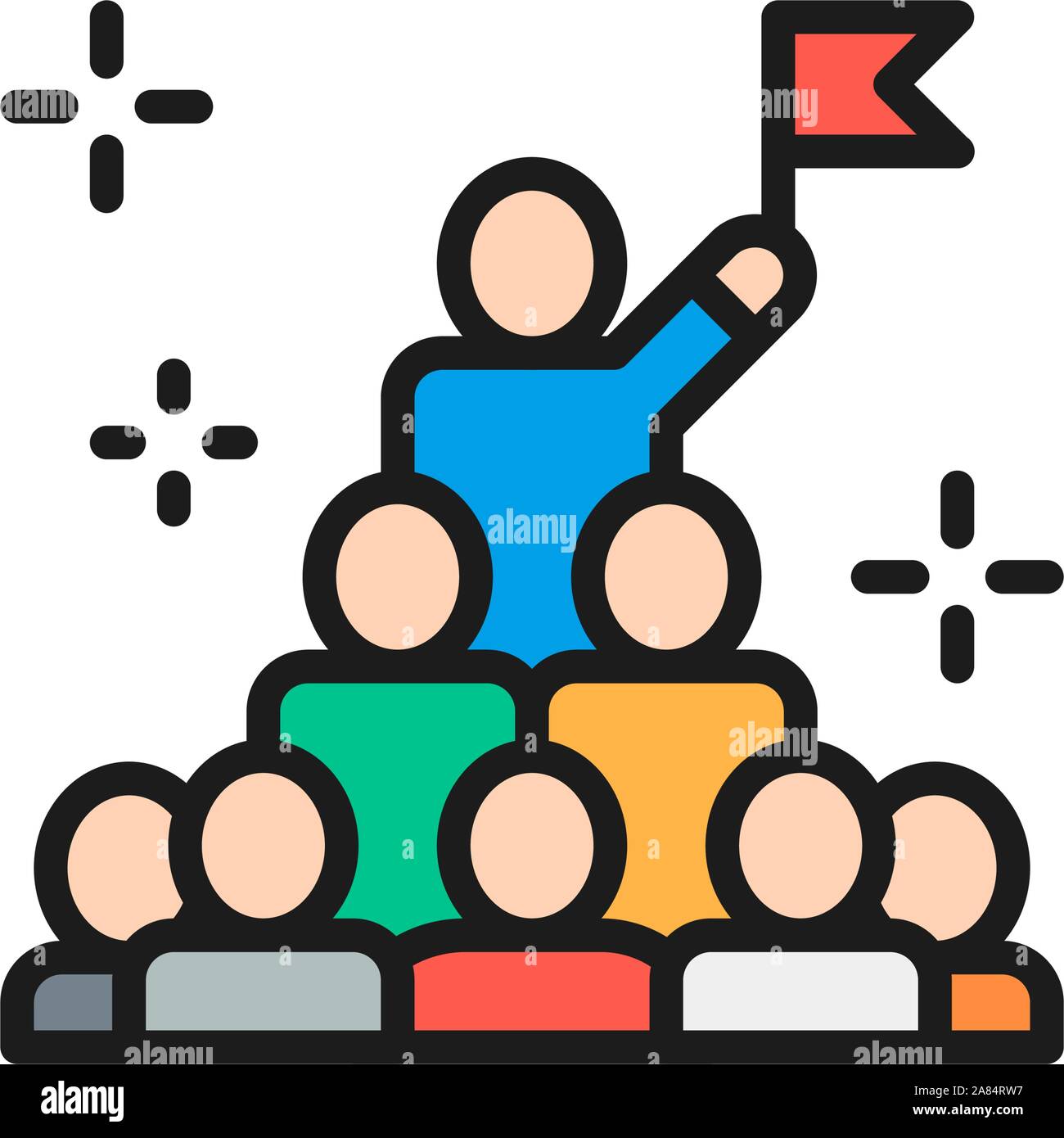 Leadership en matière de commandement, président, leader télévision couleur ligne icône. Illustration de Vecteur