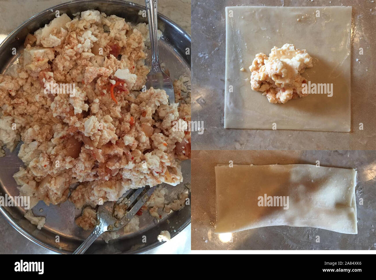Tofu vegan et kimchi dim sum à la vapeur cuiseur vapeur en bambou Banque D'Images