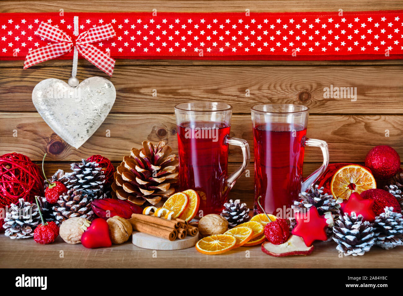 Fête de Noël vin chaud épicé Banque D'Images