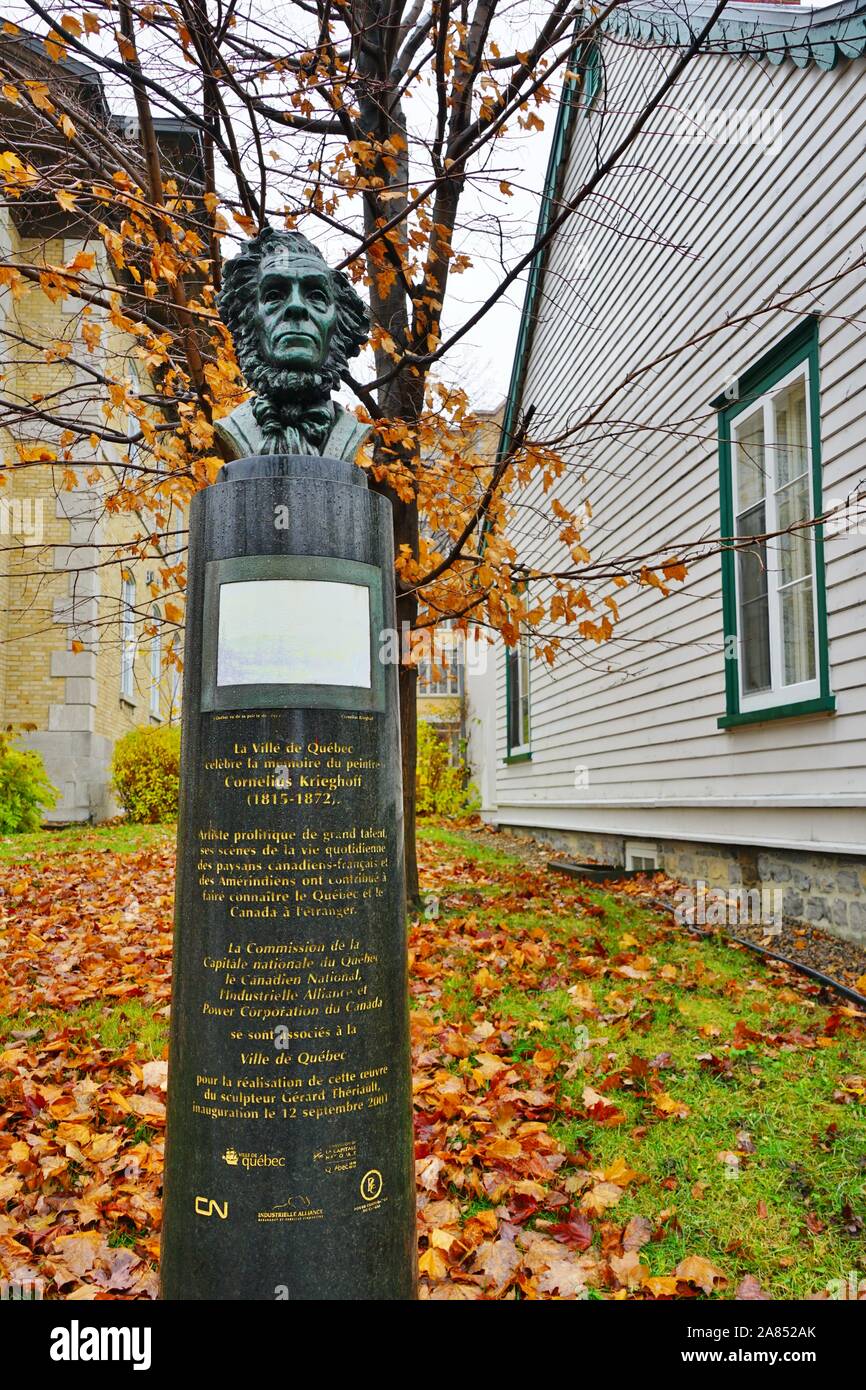 La VILLE DE QUÉBEC, CANADA -31 oct 2019- Vue de la Maison Krieghoff, une maison historique du peintre Cornelius Krieghoff situé sur la Grande Allée à Québec : Banque D'Images