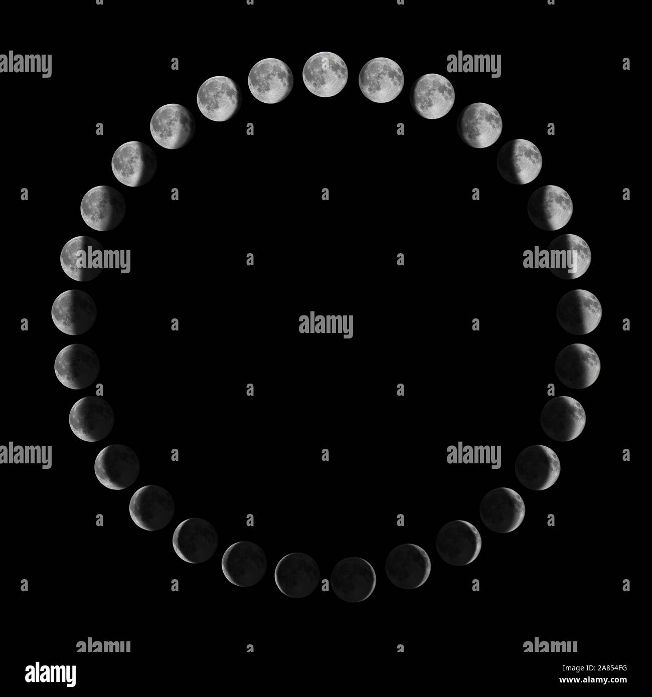 Phases de la Lune. Cycle Lunaire. Banque D'Images
