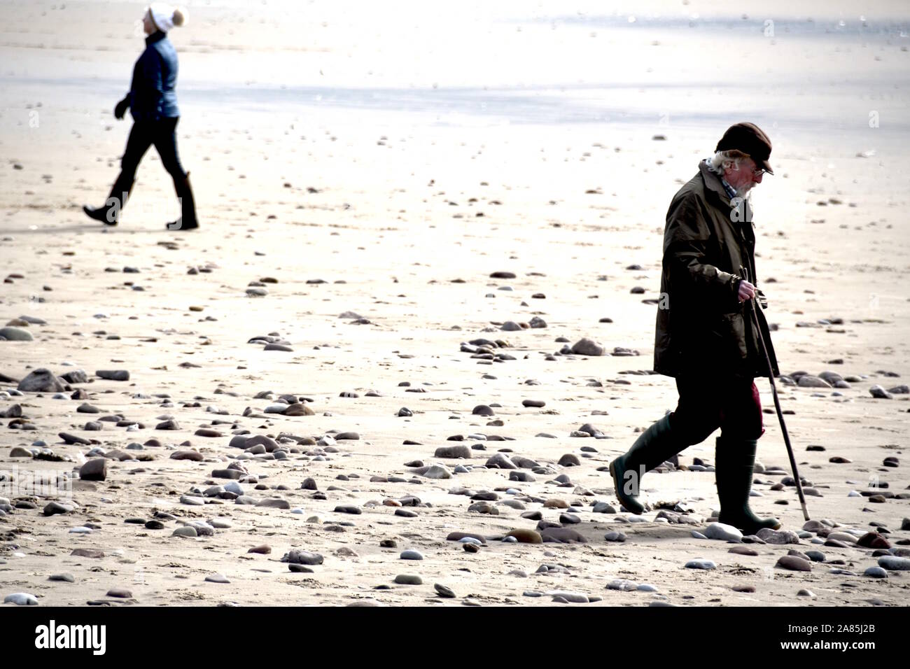 Penninsular Rhoshilli Beach, Gower, au Pays de Galles Banque D'Images