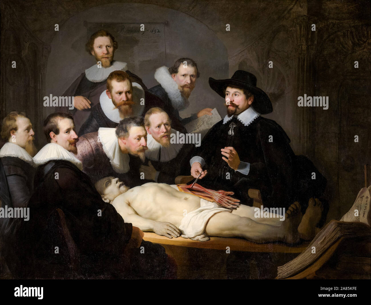 Rembrandt van Rijn, peinture baroque, la leçon d'anatomie du Dr Nicolaes Tulp, 1632 Banque D'Images