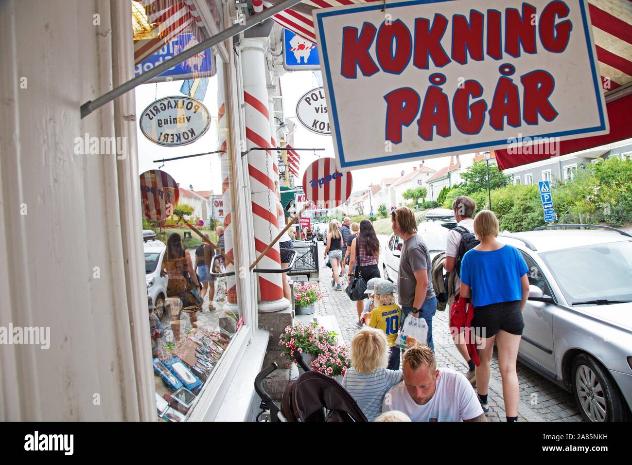 Polkagris polkagris mouillent à production côté cuisine, Gränna.Photo Jeppe Gustafsson Banque D'Images