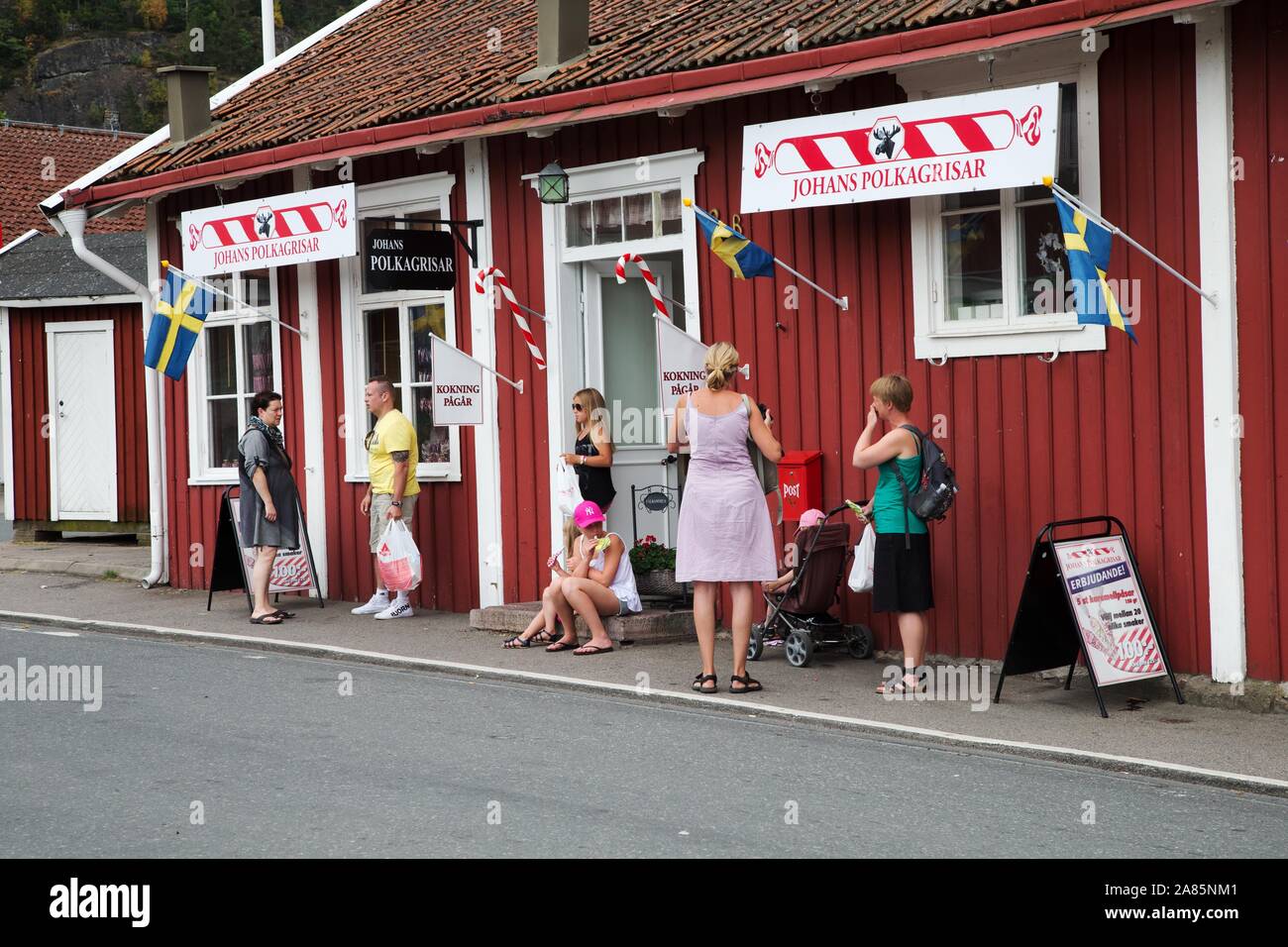Polkagris production à Johan's Polkagrisar, Gränna.Photo Jeppe Gustafsson Banque D'Images