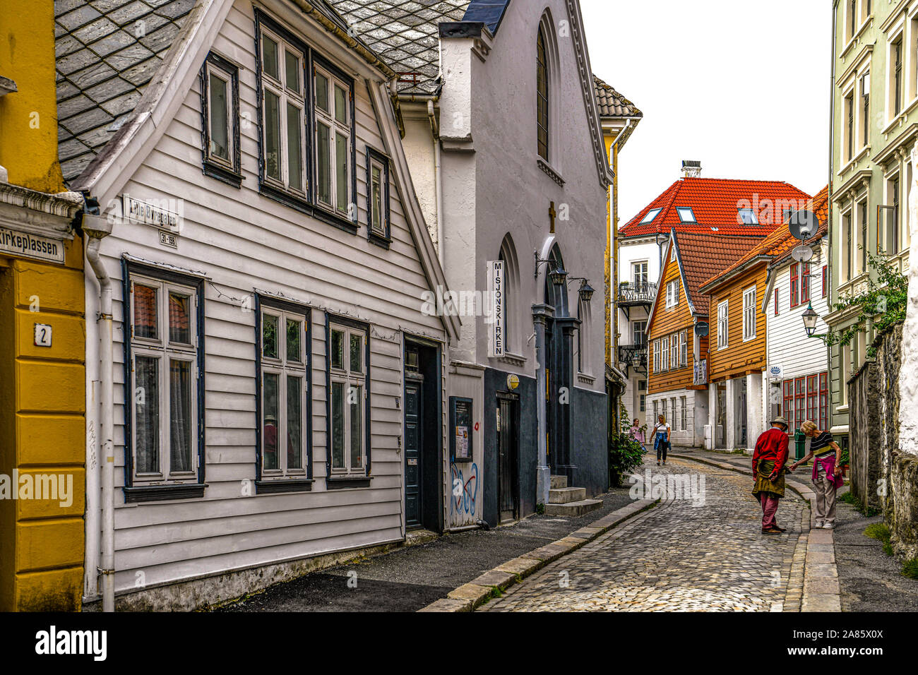 La Norvège. Norvegia. Bergen. Le plus coloré de Marken Banque D'Images