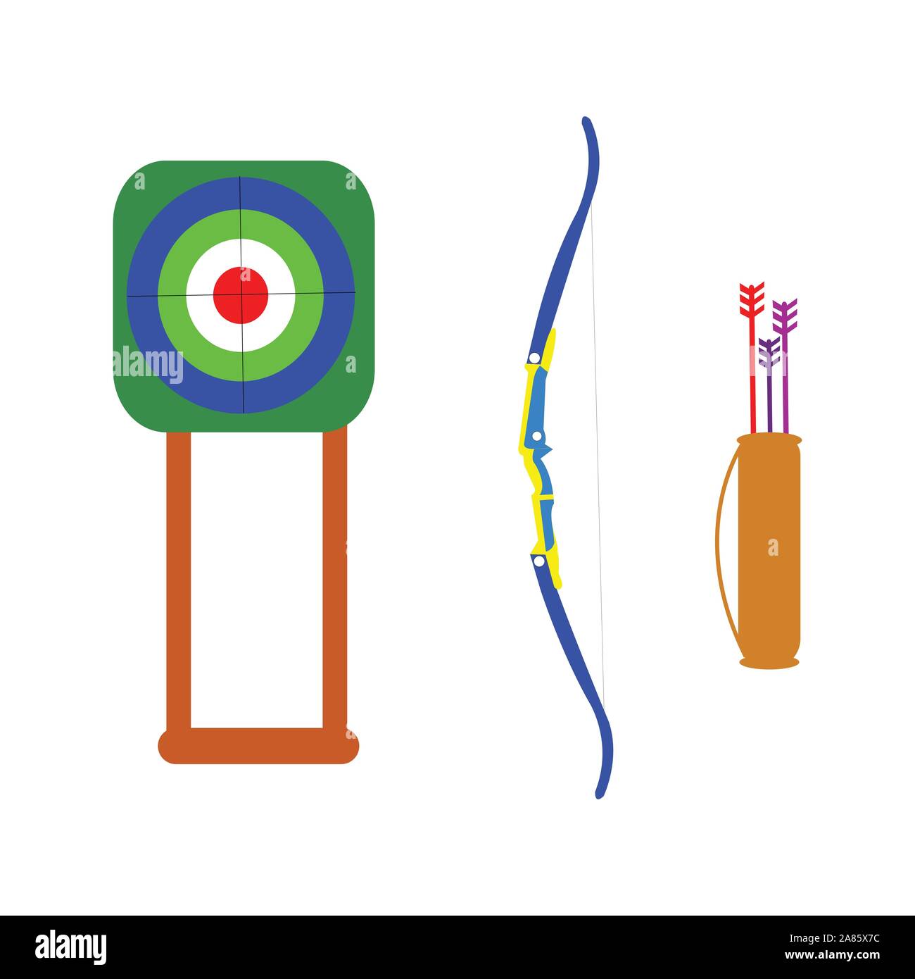 Une courbe bleue, un stand de tir, et un porte-flèche Illustration de Vecteur