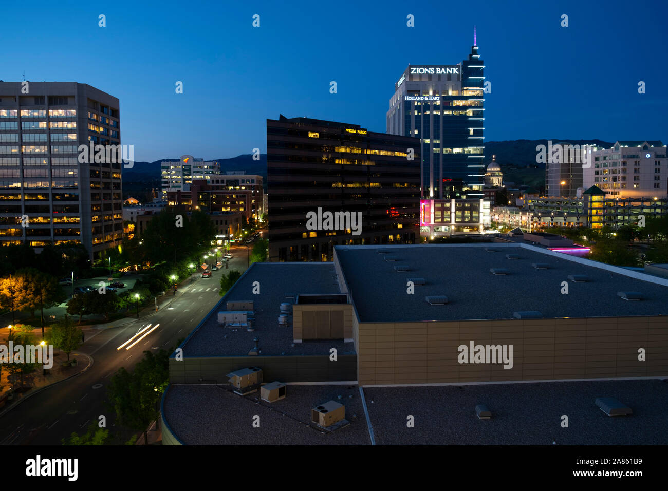 Vues de la nuit de Boise IDAHO Skyline Banque D'Images