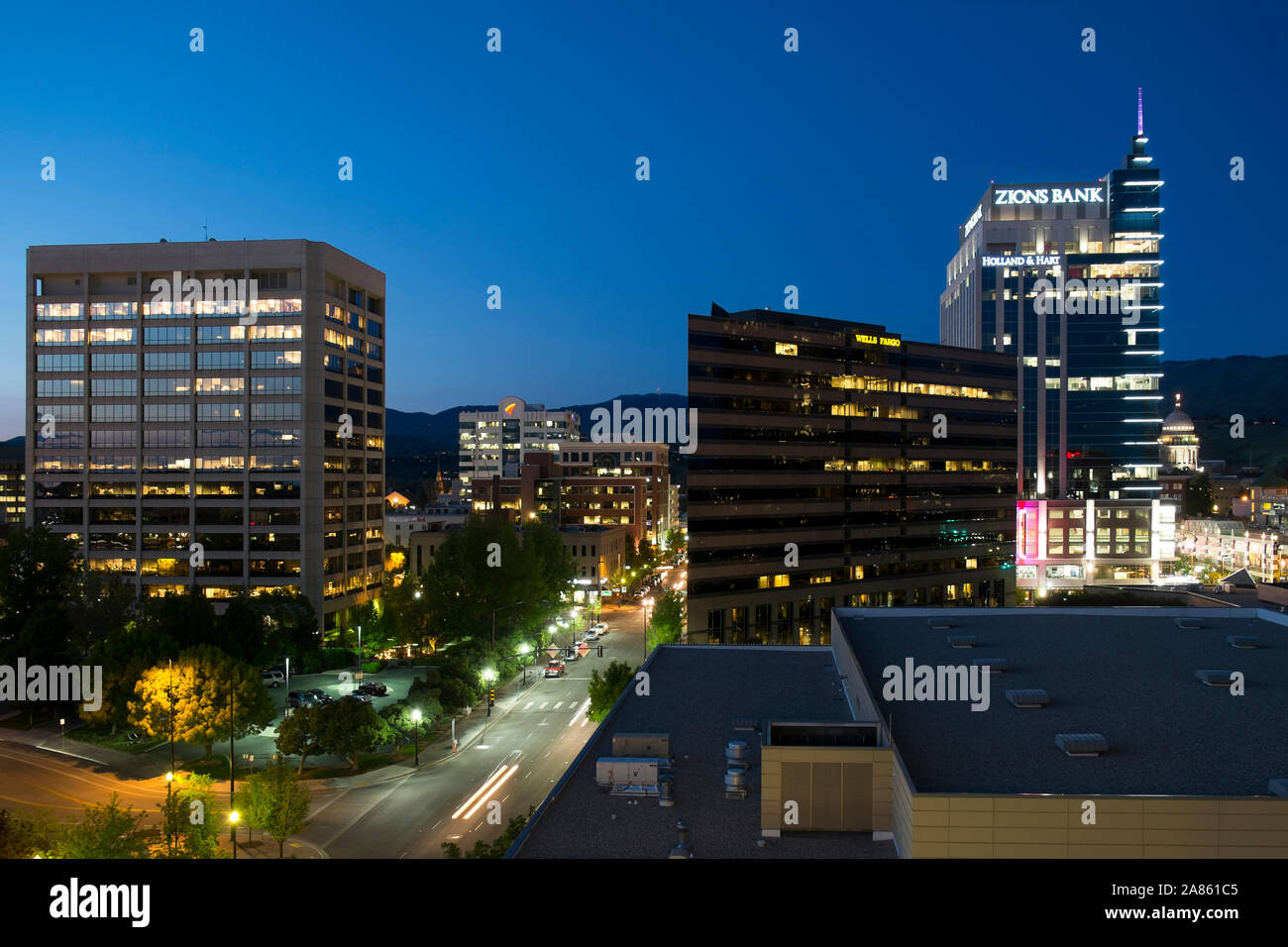 Vues de la nuit de Boise IDAHO Skyline Banque D'Images