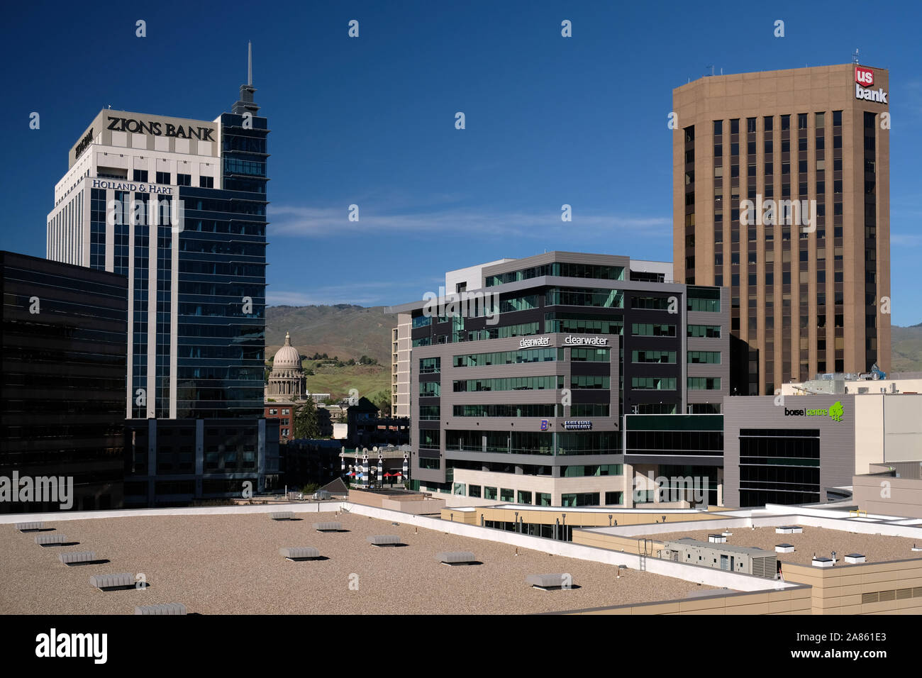 Vue sur le centre-ville de Boise IDAHO Banque D'Images