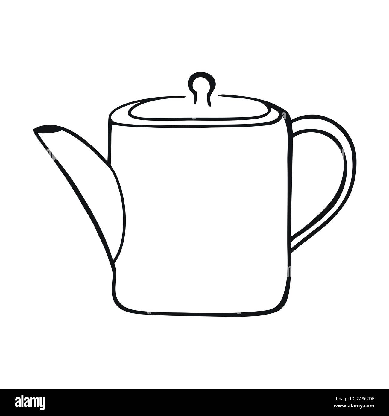 Noir et blanc illustration vectorielle simple d'un pot de thé Illustration de Vecteur