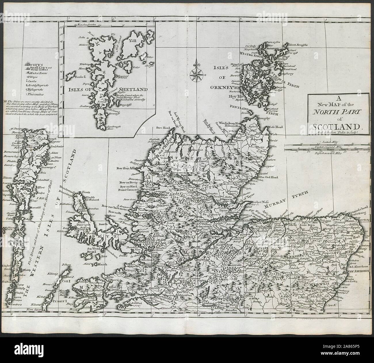 Le nord de l'ECOSSE par Andrew Johnston de Camden's Britannia 1722 Ancien site Banque D'Images