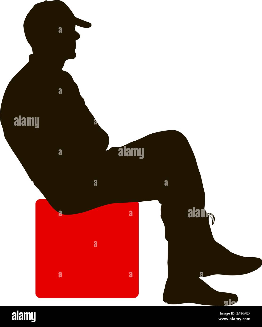 Silhouette homme assis sur une chaise, fond blanc. Illustration de Vecteur