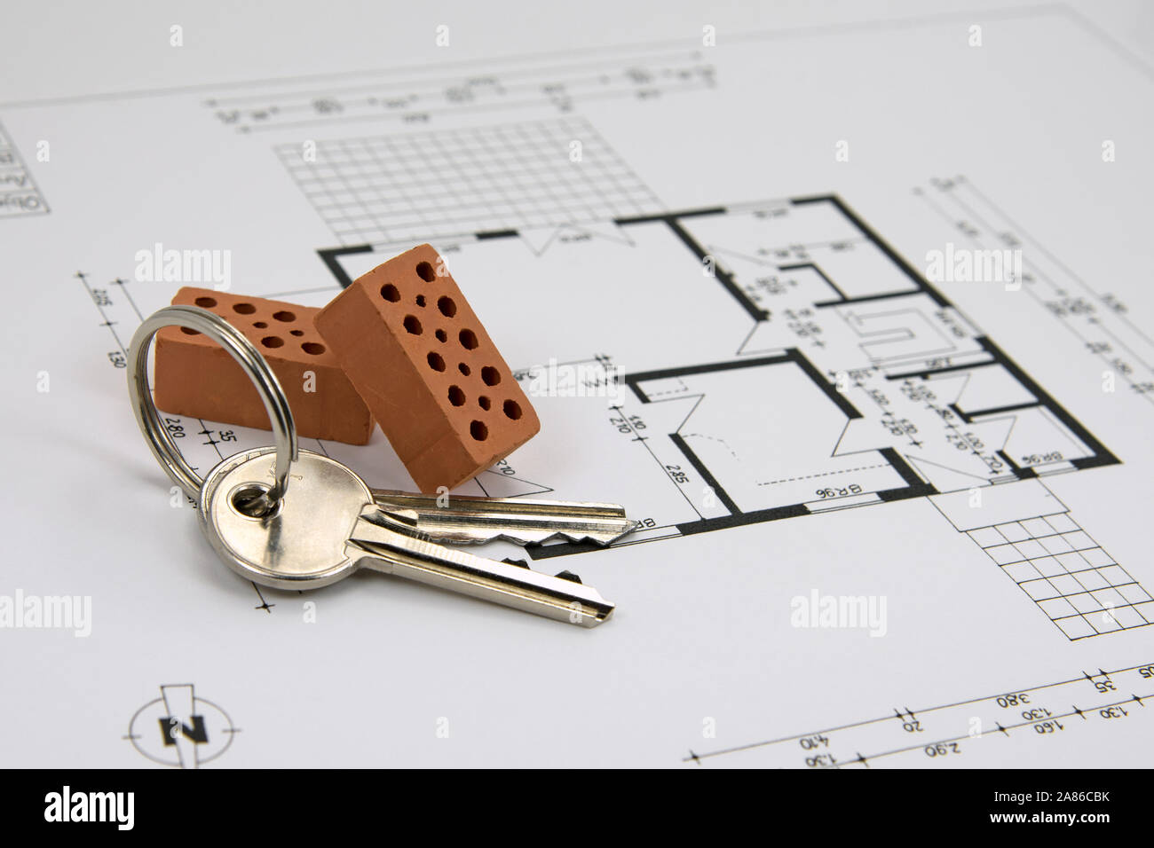 Plan de construction et le plan d'étage appartement key, Banque D'Images