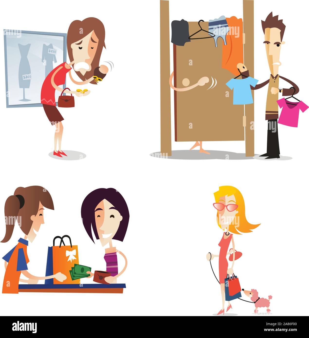 Shopping femmes cartoon Illustration de Vecteur